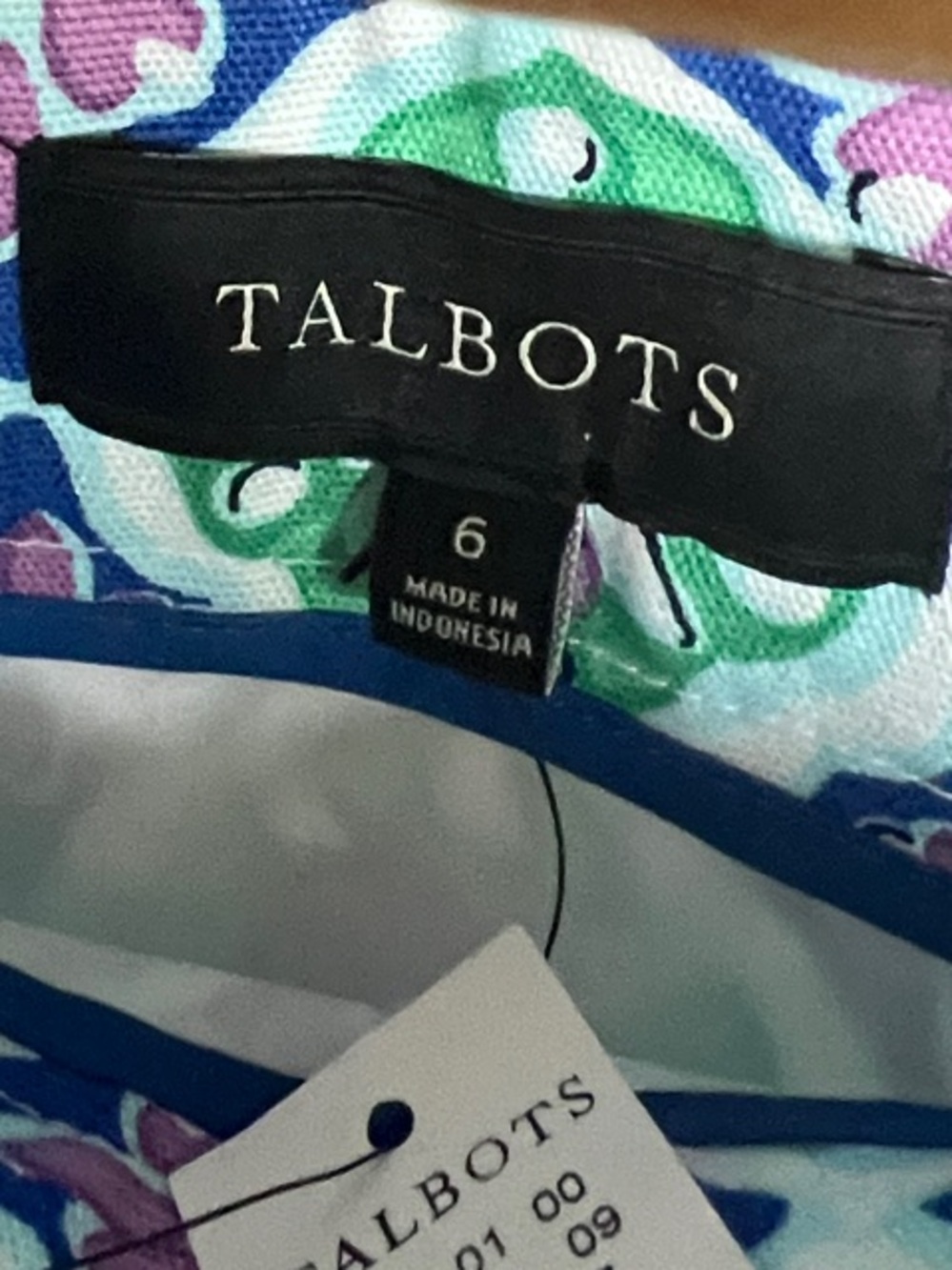 Talbots Blue, Green & Purple Floral Geometric Mini Lining Skirt Size 6 - Picture 4 of 11